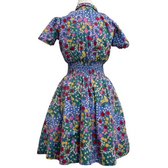 RARE Nooworks Leah Super Bloom Blue Cotton Floral Mini Swing Dress PLUS 2X US - Picture 2 of 6